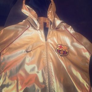 Gold Nike Barcelona rain jacket